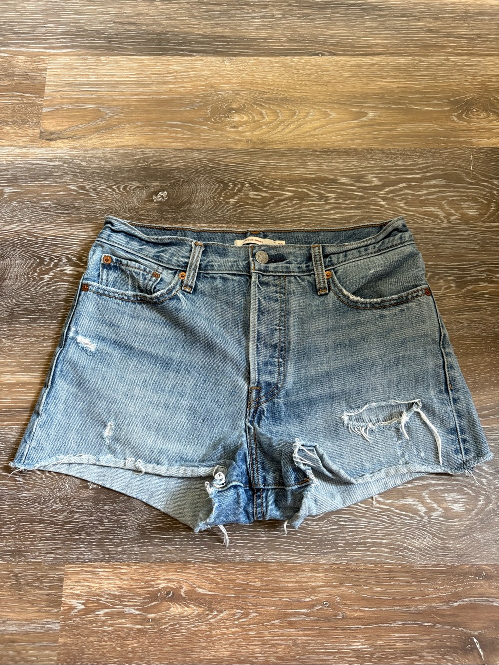 Levi’s Vintage-Inspired Distressed Blue Denim Women’s Shorts
